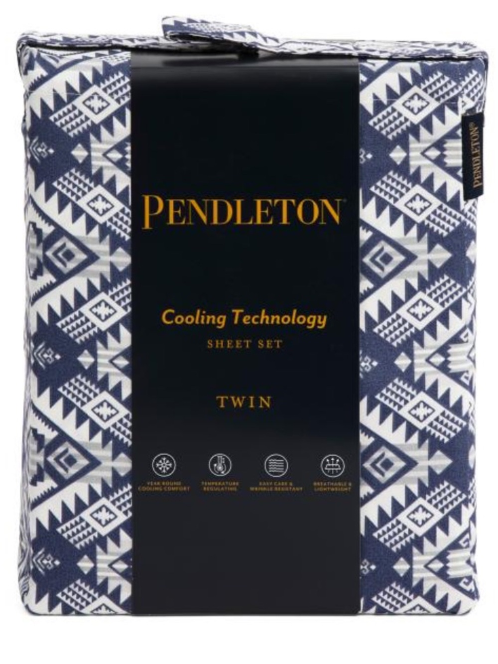 Pendleton Navy and White Cooling Geometric Sheet Set